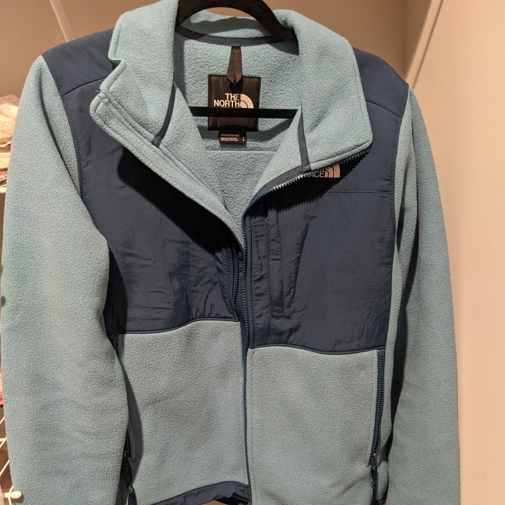 Blue North Face fleece zip up jacket